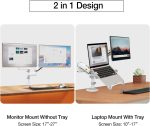 NB NORTH BAYOU H180-FP Dual Arm Shock Absorber 17"-27" Monitor Holder and 10"-17" Laptop Stand - White - Image 5