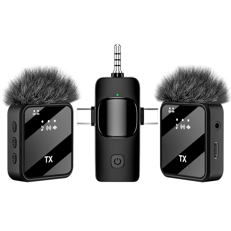 H8cb1b3bca82448269e16d77e3f4bd747l 3-in-1 Wireless Lavalier Microphone F11-2 for Live Video Recording - High-Quality Lavalier Microphone for Smartphones, Cameras, and Computers, Clear Sound for Vlogging, Interviews, and Content Creation - Image 1