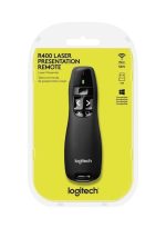 Logitech R400 Wireless Presentation Remote, 2.4 GHz, USB-Receiver, Red Laser Pointer, 15-Meter Operating Range, 6 Buttons, Intuitive Slideshow Control, Battery Indicator, PC Black - Image 3
