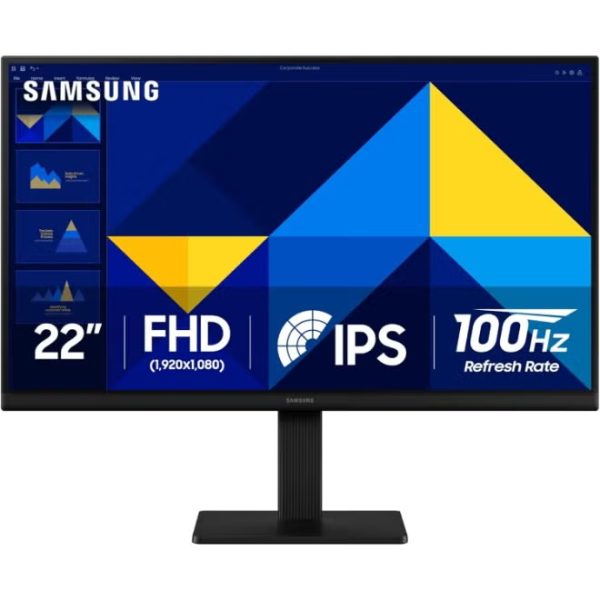 Samsung 22 inch S3 S30GD Essential Monitor, IPS Display, FHD Resolution, 100Hz Refresh Rate, 5ms (GtG) Response Time, Flicker-Free Technology, 16.7m Color Support | LS22D300GAMXUE Black