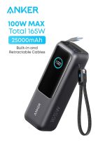 Anker Power Bank, 25,000mAh 165W Ultra-Fast Portable Charger for Dual Laptops, Fast Charging Battery Pack with Built-In and Retractable Cables, For iPhone 16/15 Series, Samsung, and More