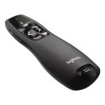 Logitech R400 Wireless Presentation Remote, 2.4 GHz, USB-Receiver, Red Laser Pointer, 15-Meter Operating Range, 6 Buttons, Intuitive Slideshow Control, Battery Indicator, PC Black