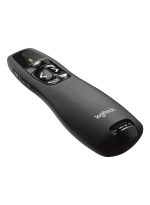 Logitech R400 Wireless Presentation Remote, 2.4 GHz, USB-Receiver, Red Laser Pointer, 15-Meter Operating Range, 6 Buttons, Intuitive Slideshow Control, Battery Indicator, PC Black