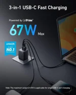 Anker 67W USB C Charger Foldable, 3-Port Compact and Fast PPS GaN Wall Charger, Fast Charger for MacBook Pro/Air, iPad Pro, Galaxy S25/S24/S23, Dell XPS 13, iPhone 16/15/14, Huawei, Xiaomi, Redmi - Image 7