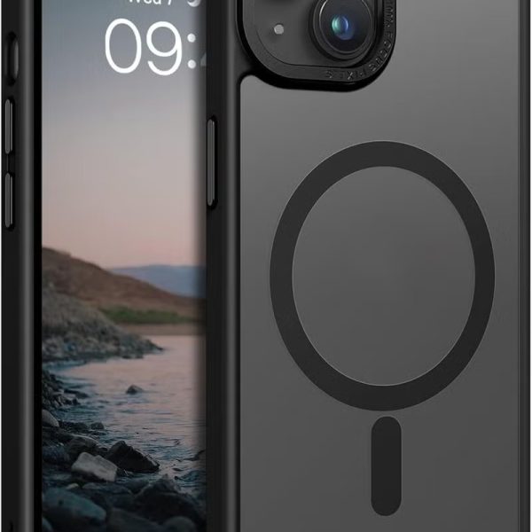 Magnetic Case for iPhone 13, Compatible with Wireless Charging [Silky Touch] [Matte PC Back] TPU Bumper Shockproof Slim Thin Phone Case 6.1" - Black