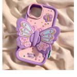 Butterfly wing bracket case suitable for I phone 13/14 mobile phone case girlfriend– purple