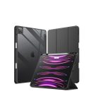 Case for iPad iPad Air 13 Inch Case M2 2024/iPad Pro 12.9 6th/5th/4th Generation 2022/2021/2020 with Pencil Holder, Clear Transparent Back Shell Slim Stand Shockproof Tablet Cover, Auto Wake/Sleep (Black)