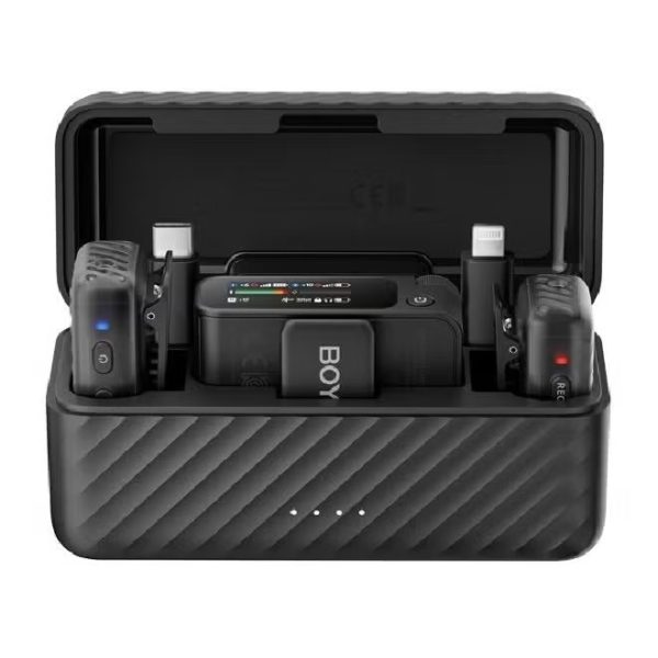 BOYA BOYAMIC 2 Wireless Microphones for Android/Camera/Tablets, AI Noise Cancellation, 32-bit Float 8GB Internal Recording, AMOLED Touchscreen, 984ft 54h Battery with Charging Case (Built-in Mic Only)