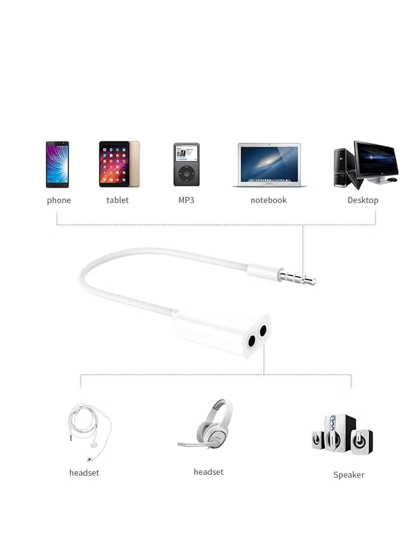 imgi_149_ebf5195a-a7da-4f8f-b Headphone splitter audio cable 3.5mm male to 2 female jack 3.5mm splitter adapter aux cable for for iphone for samsung mp3 player (white 0.17m) - Image 2