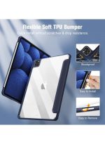 Case for iPad Pro 11 Case 2022/ 2021 /air4/air5 10.9 "/ ipad air6/air7 11" with Pencil Holder Premium Protective Case Cover with Soft TPU Back and Auto Sleep/Wake Feature for iPad Pro 11 comaptiple with (A2228 / A2231 / A2068 / A2230) , Navy blue - Image 2
