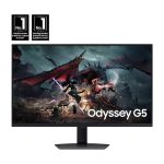 Samsung 32 inch Odyssey G5 DG502 Gaming Monitor, 2K QHD IPS Display, 180Hz Refresh Rate, 1ms (GtG) Response Time, AMD FreeSync Technology, 16.7m LS32DG502EMXUE Black