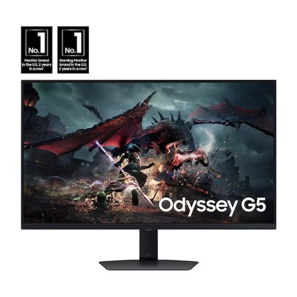 Samsung 32 inch Odyssey G5 DG502 Gaming Monitor, 2K QHD IPS Display, 180Hz Refresh Rate, 1ms (GtG) Response Time, AMD FreeSync Technology, 16.7m LS32DG502EMXUE Black