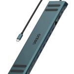 Onten ont-9399 17-in-1 USB-C Hub Dual HDMI 4K M.2 HDD Enclosure 3-Screen Display Dual Gigabit Ethernet Card Reader for Laptop/Phone