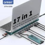 Onten ont-9399 17-in-1 USB-C Hub Dual HDMI 4K M.2 HDD Enclosure 3-Screen Display Dual Gigabit Ethernet Card Reader for Laptop/Phone - Image 3