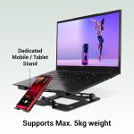 Foldable Laptop Stand, with Mobile Stand, Upto 17 inch Compatible, Multi-Angle Adjustment, Anti-Slip Silicone Pads, Carbon Steel Body, Anti-Rust, for Laptop, Smartphones and Tablets - Image 7