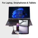 Foldable Laptop Stand, with Mobile Stand, Upto 17 inch Compatible, Multi-Angle Adjustment, Anti-Slip Silicone Pads, Carbon Steel Body, Anti-Rust, for Laptop, Smartphones and Tablets - Image 3