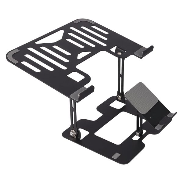 Foldable Laptop Stand, with Mobile Stand, Upto 17 inch Compatible, Multi-Angle Adjustment, Anti-Slip Silicone Pads, Carbon Steel Body, Anti-Rust, for Laptop, Smartphones and Tablets