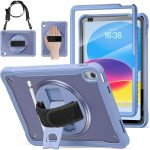 case for iPad (A16) 11th/10th Generation 11/10.9 inch 2025/2022,Rugged Shockproof Protective Cover with 360° Rotating Hand Strap/Stand,Screen Protector,Pencil Holder, pen, blue