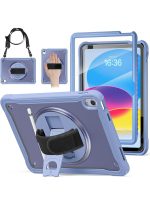 case for iPad (A16) 11th/10th Generation 11/10.9 inch 2025/2022,Rugged Shockproof Protective Cover with 360° Rotating Hand Strap/Stand,Screen Protector,Pencil Holder, pen, blue