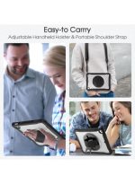 case for iPad (A16) 11th/10th Generation 11/10.9 inch 2025/2022,Rugged Shockproof Protective Cover with 360° Rotating Hand Strap/Stand,Screen Protector,Pencil Holder, pen, Black - Image 2