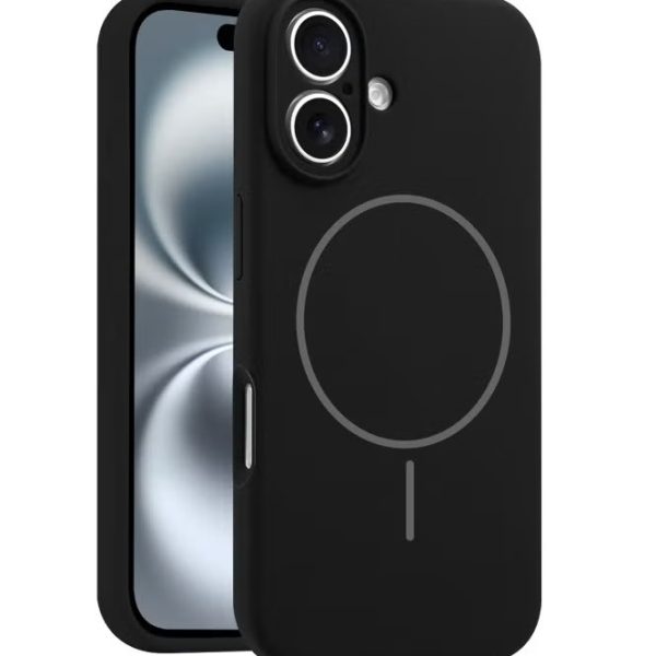 Silicon cover Compatible with iPhone 16 Case, Liquid Silicone Case, Full Body Protective Cover, Shockproof, Slim Phone Case, Anti-Scratch Soft Microfiber Lining – Black