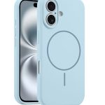 Silicon cover Compatible with iPhone16 Case, Liquid Silicone Case, Full Body Protective Cover, Shockproof, Slim Phone Case, Anti-Scratch Soft Microfiber Lining – Sky Blue