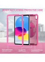 case for iPad (A16) 11th/10th Generation 11/10.9 inch 2025/2022,Rugged Shockproof Protective Cover with 360° Rotating Hand Strap/Stand,Screen Protector,Pencil Holder, pen, Pink - Image 3