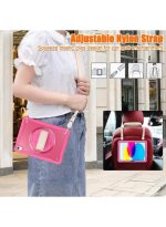 case for iPad (A16) 11th/10th Generation 11/10.9 inch 2025/2022,Rugged Shockproof Protective Cover with 360° Rotating Hand Strap/Stand,Screen Protector,Pencil Holder, pen, Pink - Image 2