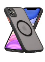Magnetic Case for iPhone 11, Compatible with Wireless Charging [Silky Touch] [Matte PC Back] TPU Bumper Shockproof Slim Thin Phone Case 6.1" - Black
