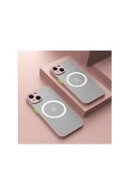 Magnetic iPhone 16 Case with Charging Compatibility [Silky Texture] [Matte Polycarbonate Back] Slim Shockproof TPU Phone Case - Pink