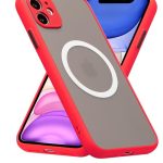 Magnetic Case for iPhone 11 , Compatible with Wireless Charging [Silky Touch] [Matte PC Back] TPU Bumper Shockproof Slim Thin Phone - Red