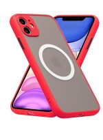 Magnetic Case for iPhone 11 , Compatible with Wireless Charging [Silky Touch] [Matte PC Back] TPU Bumper Shockproof Slim Thin Phone - Red