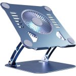 T628 Gaming Laptop Stand with Large Adjustable Cooling Fan and 360-Degree Rotation - Grey