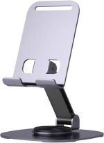 Metal phone Holder for Desk, Portable & Foldable Cell Phone Stand for Office & Kitchen,60°Rotating, Adjustable Tablet Stand for All Mobile Phones (silver) - Image 2