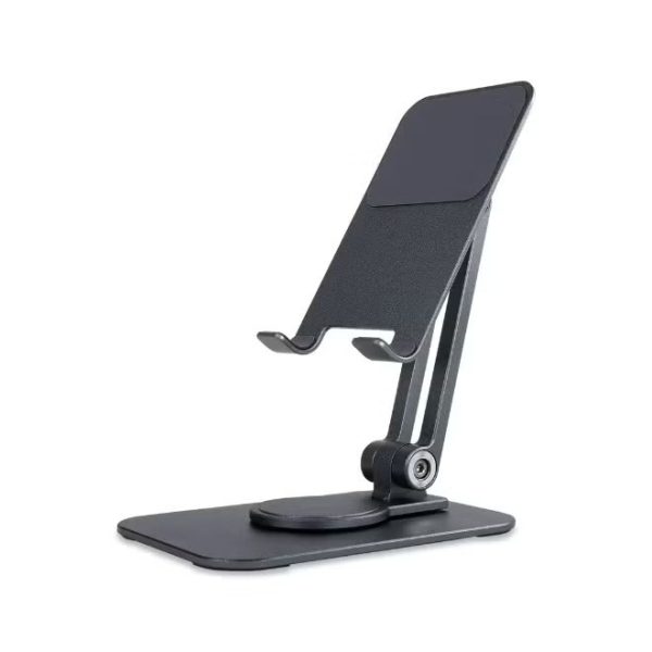 Metal phone Holder for Desk, Portable & Foldable Cell Phone Stand for Office & Kitchen,60°Rotating, Adjustable Tablet Stand for All Mobile Phones (Grey)