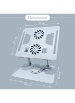 YL-906 Aluminium Tabletop Laptop Stand with Double Fan 360 Degree Rotating Adjustable Ergonomic Foldable Portable Laptop Universal Holder for Notebook, Mac Book, Laptops (25-cm,Silver) - Image 2