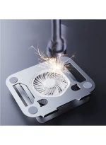 t672 carbon steel laptop stand v6.1 electric fan three speed 360 rotating - silver - Image 3