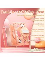 Case for iPad (A16) 11th 10th Generation 10.9" for Kids Boys, Heavy Duty Rugged Cute Cartoon Dolphins Cover with pen+Swivel Stand+Handle Strap, Pink - Image 3