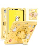 Case for iPad Air 11 2025 / 2024 / Pro 11 2022 10.9" for Kids Boys, Heavy Duty Rugged Cute Cartoon Duck Cover with pen+Swivel Stand+Handle Strap, Yellow - Image 6