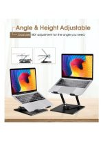 YL-906 Aluminium Tabletop Laptop Stand with Double Fan 360 Degree Rotating Adjustable Ergonomic Foldable Portable Laptop Universal Holder for Notebook, Mac Book, Laptops (25-cm,Black) - Image 4