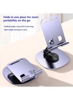Metal phone Holder for Desk, Portable & Foldable Cell Phone Stand for Office & Kitchen,60°Rotating, Adjustable Tablet Stand for All Mobile Phones (silver) - Image 4