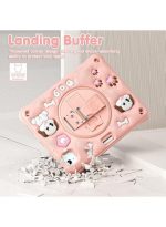 Case for iPad Air 11 2025 / 2024 / Pro 11 2022 10.9" for Kids Boys, Heavy Duty Rugged Cute Cartoon Duck Cover with pen+Swivel Stand+Handle Strap, Pink - Image 6