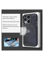 Magnetic mesh steel protective cover for heat dissipation for iPhone 11 Breathable mesh wireless charging case, dark blue - Image 5