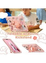 Case for iPad Air 11 2025 / 2024 / Pro 11 2022 10.9" for Kids Boys, Heavy Duty Rugged Cute Cartoon Duck Cover with pen+Swivel Stand+Handle Strap, Pink - Image 7