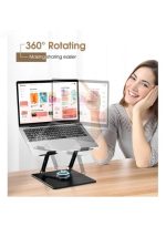 YL-906 Aluminium Tabletop Laptop Stand with Double Fan 360 Degree Rotating Adjustable Ergonomic Foldable Portable Laptop Universal Holder for Notebook, Mac Book, Laptops (25-cm,Black) - Image 5
