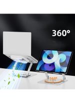 t672 carbon steel laptop stand v6.1 electric fan three speed 360 rotating - silver - Image 5