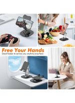 Q17-L Metal Cell Phone Stand for Desk, Adjustable Foldable Desktop Phone Holder, 360 Degree Rotating Phone Stand for Recording - Image 5