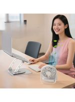 t672 carbon steel laptop stand v6.1 electric fan three speed 360 rotating - silver - Image 6