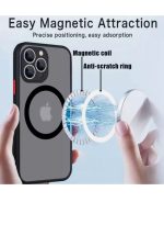 Magnetic Case for iPhone 13 pro , Compatible with Wireless Charging [Silky Touch] [Matte PC Back] TPU Bumper Shockproof Slim Thin Phone - Black - Image 3