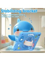 Case for iPad (A16) 11th 10th Generation 10.9" for Kids Boys, Heavy Duty Rugged Cute Cartoon Dolphins Cover with pen+Swivel Stand+Handle Strap, Azure Blue - Image 5